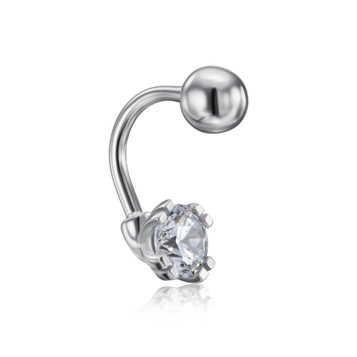 Срібна сережка-пірсинг з фіанітом. Артикул 21484/12/1/22
