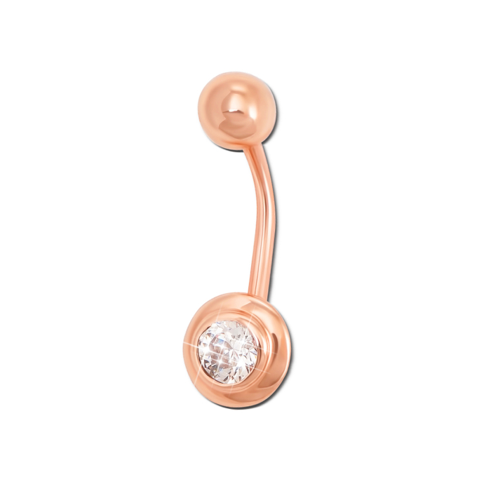 Золота сережка-пірсинг з фіанітом. Артикул 21485