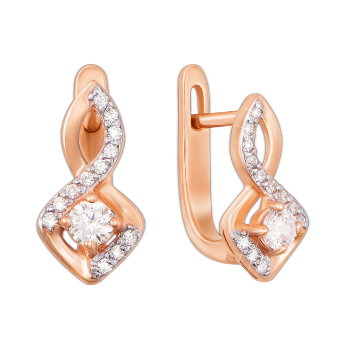 Золотые серьги с фианитами. Артикул 21490