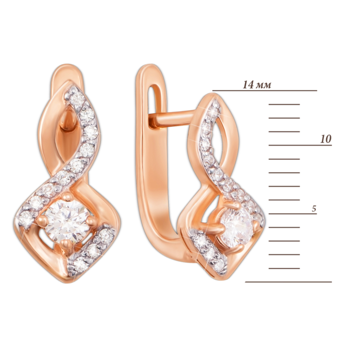 Золотые серьги с фианитами. Артикул 21490