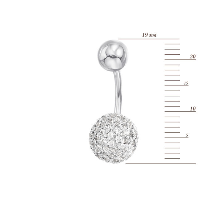 Срібна сережка-пірсинг з фіанітами. Артикул 21493/12/1/1