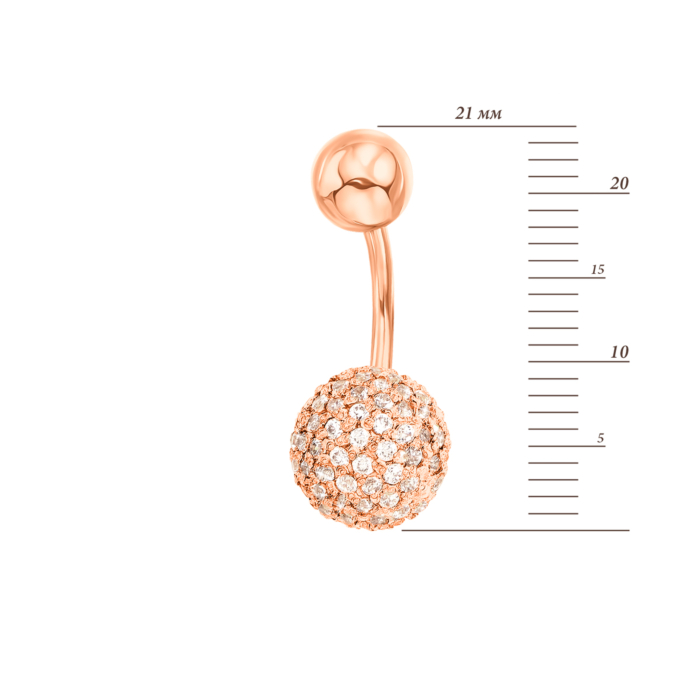 Золота сережка-пірсинг з фіанітами. Артикул 21493