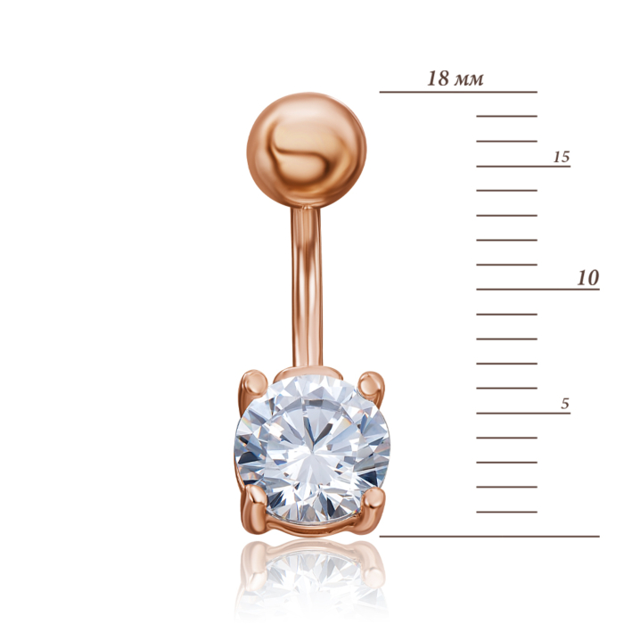 Золотая серьга-пирсинг с фианитом S Zirconia. Артикул 21495/SW