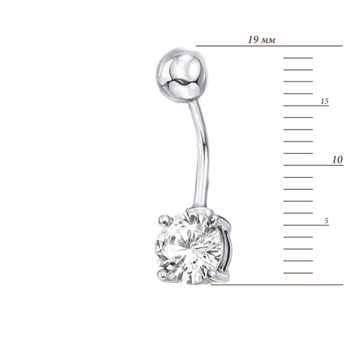 Серебряная серьга-пирсинг с фианитом. Артикул 21495/12/1/25