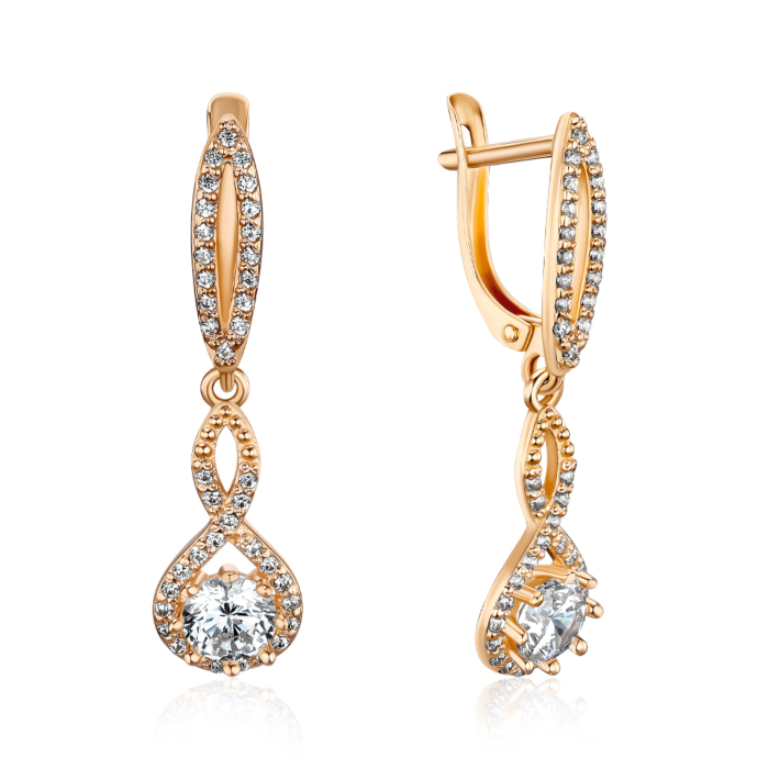 Золоті сережки з фіанітами Tesori. Артикул 21527/01/0/4031