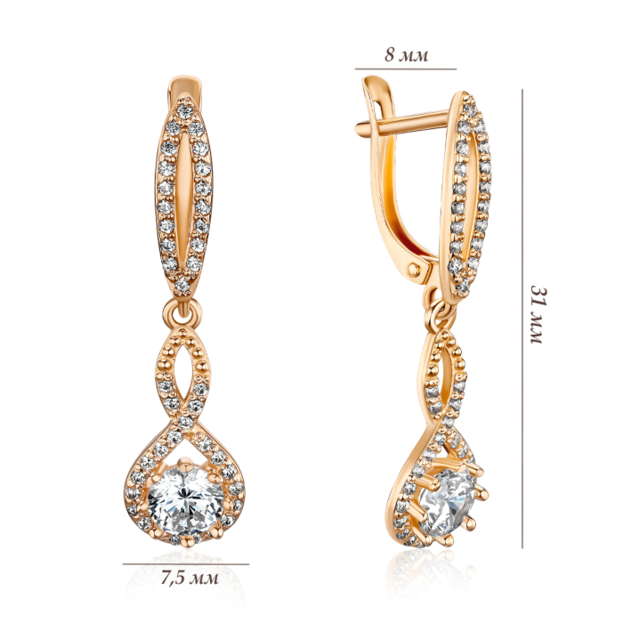 Золоті сережки з фіанітами Tesori. Артикул 21527/01/0/4031