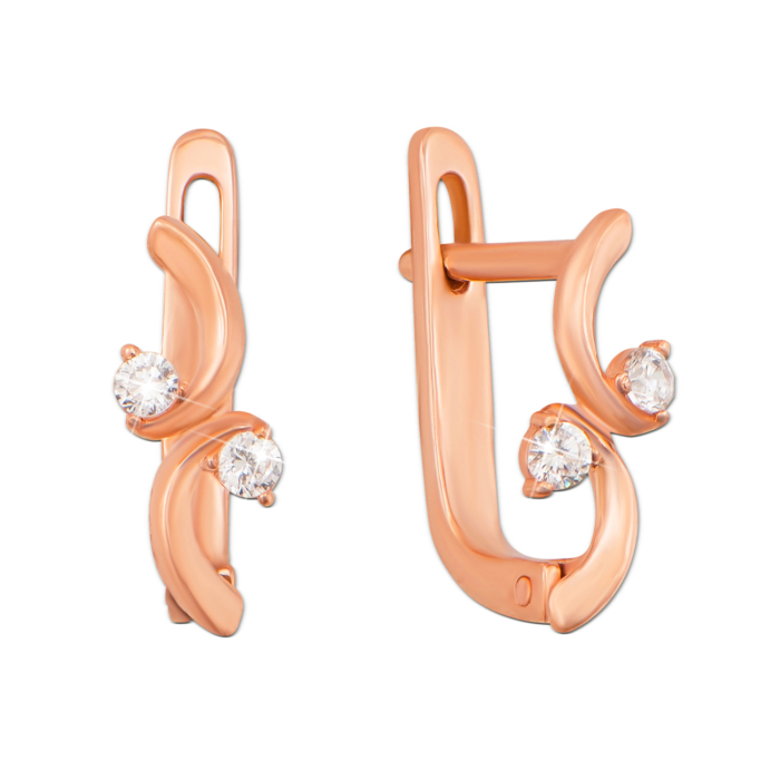 Золотые серьги с фианитами. Артикул 21530