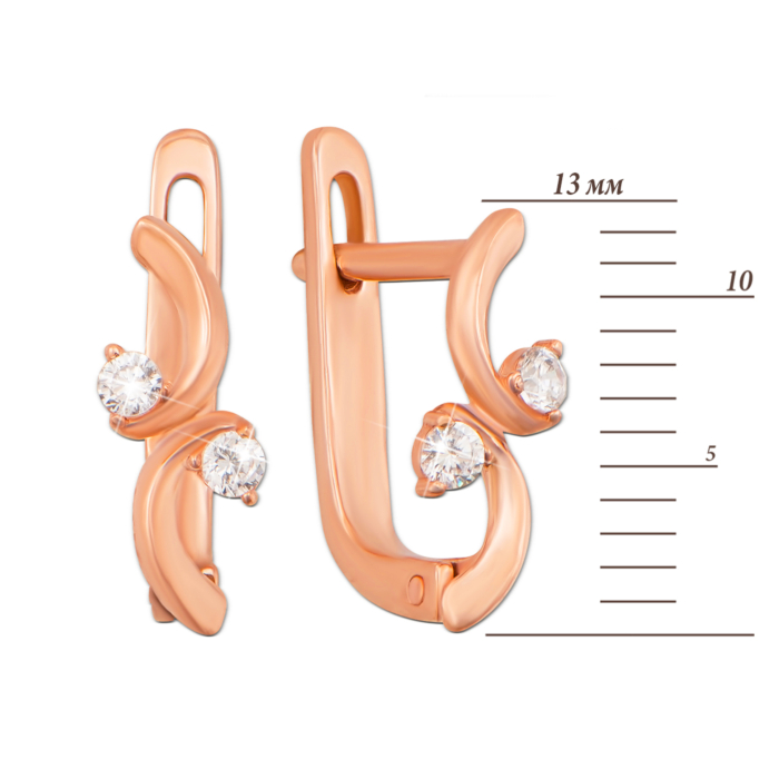 Золотые серьги с фианитами. Артикул 21530