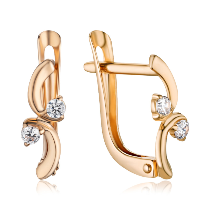 Золоті сережки з фіанітами. Артикул 21530