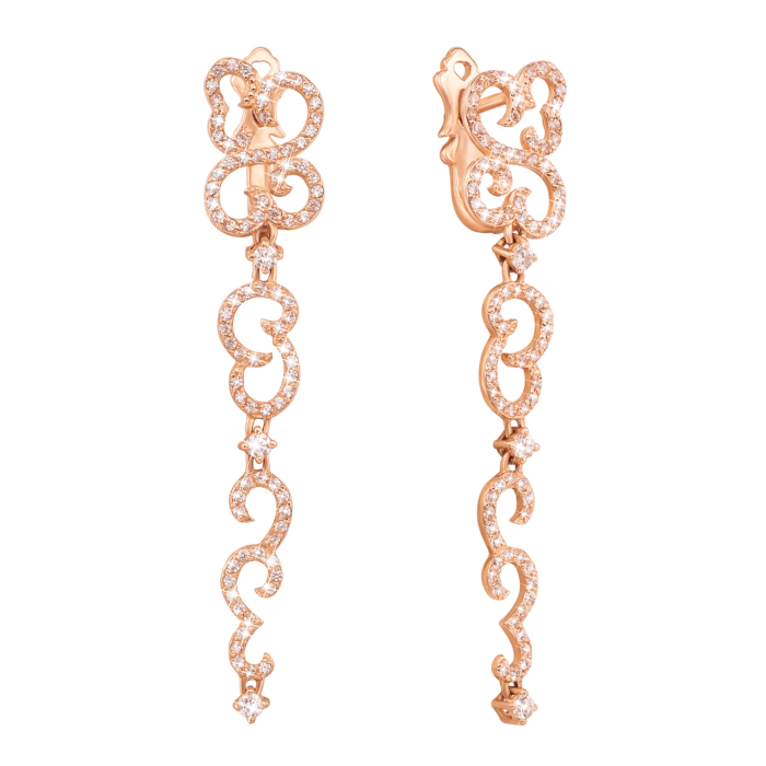 Золотые серьги-подвески с фианитами. Артикул 21533