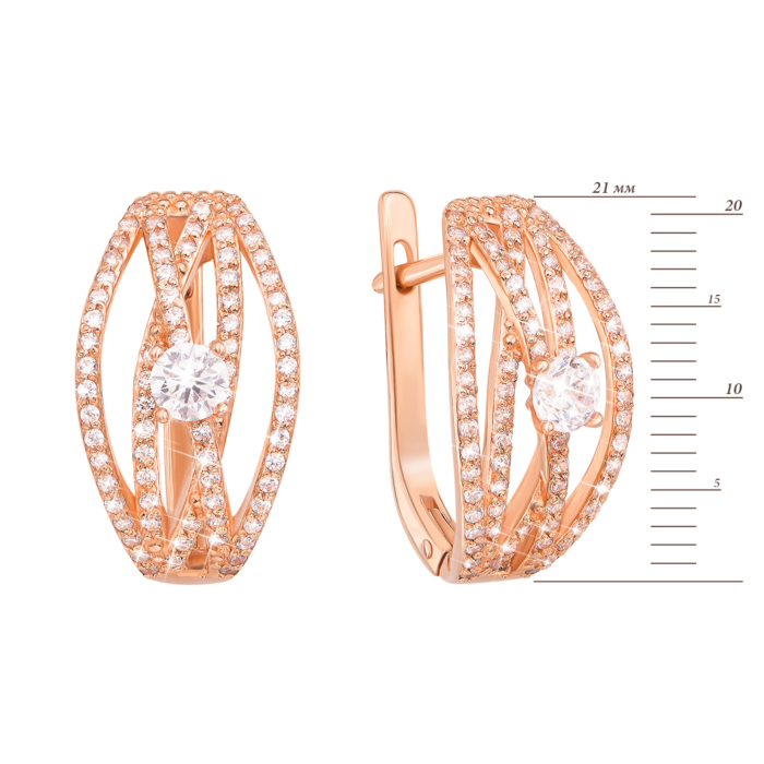 Золоті сережки з фіанітами. Артикул 21550 к