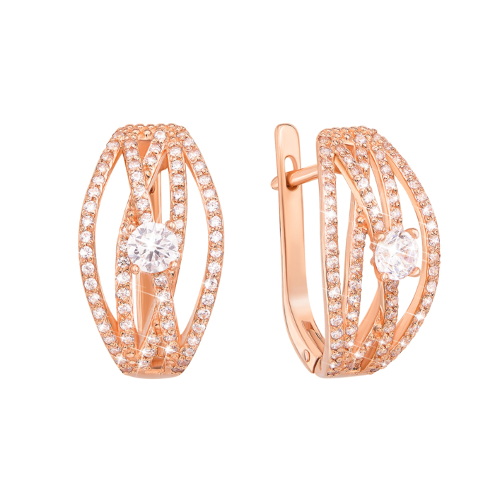Золоті сережки з фіанітами. Артикул 21550 к