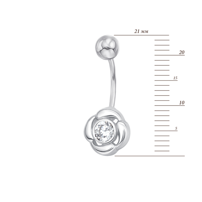 Серебряная серьга-пирсинг с фианитом. Артикул 21551/12/1/29