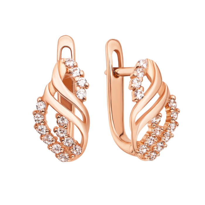 Золотые серьги с фианитами. Артикул 21557