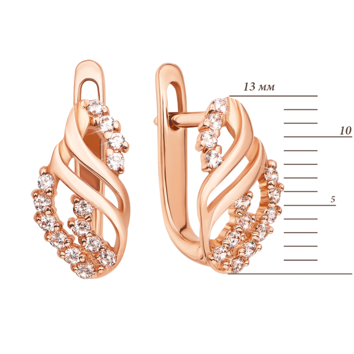 Золотые серьги с фианитами. Артикул 21557