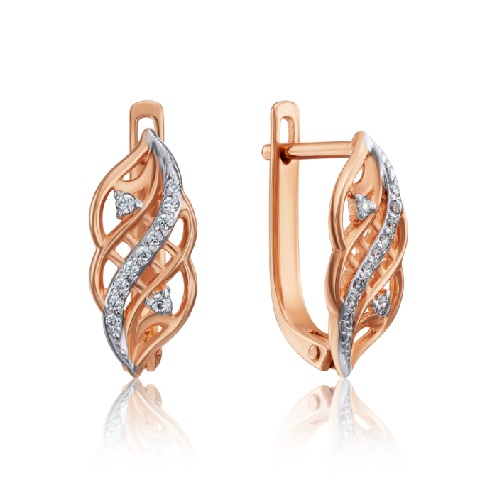 Золоті сережки з фіанітами. Артикул 21571/08/1/36 (21571/375)