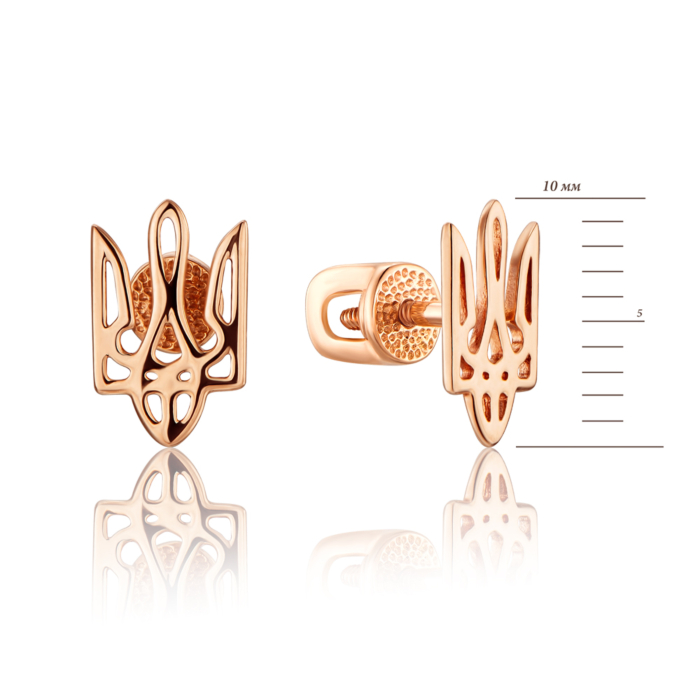 Золотые пуссеты «Трезубец». Артикул 21582 (21582/01/0)