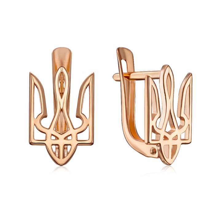 Золоті сережки «Тризуб». Артикул 21584