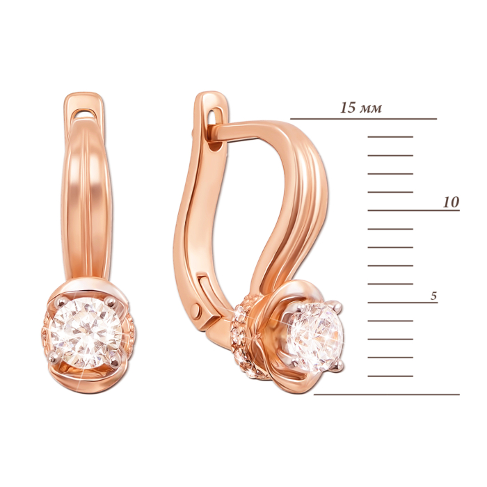 Золотые серьги с фианитами. Артикул 21586