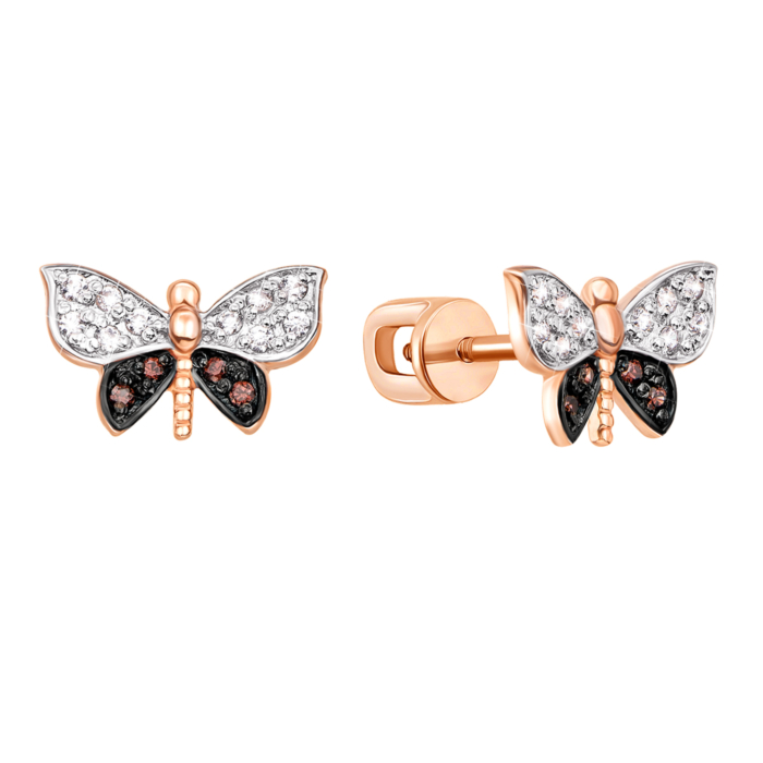 Золоті пусети з фіанітами. Артикул 21594/ч п