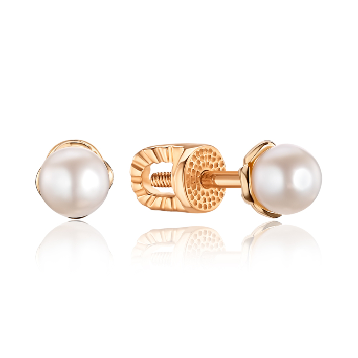 Золотые серьги с жемчугом. Артикул 21597