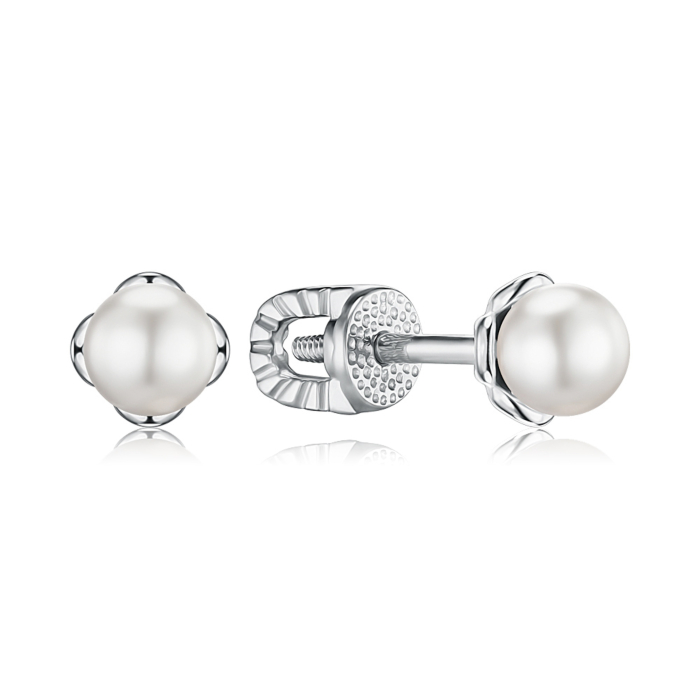 Срібні сережки з перлиною 21597/12/1/21419