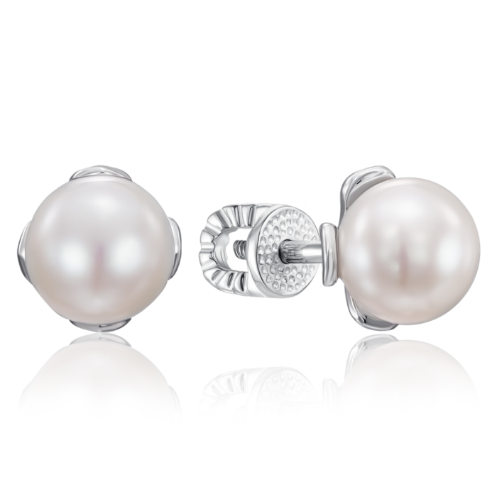 Золотые пуссеты с жемчугом. Артикул 21598/б