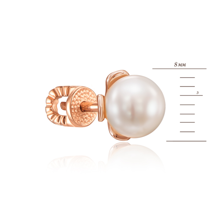 Золотые пуссеты с жемчугом. Артикул 21598