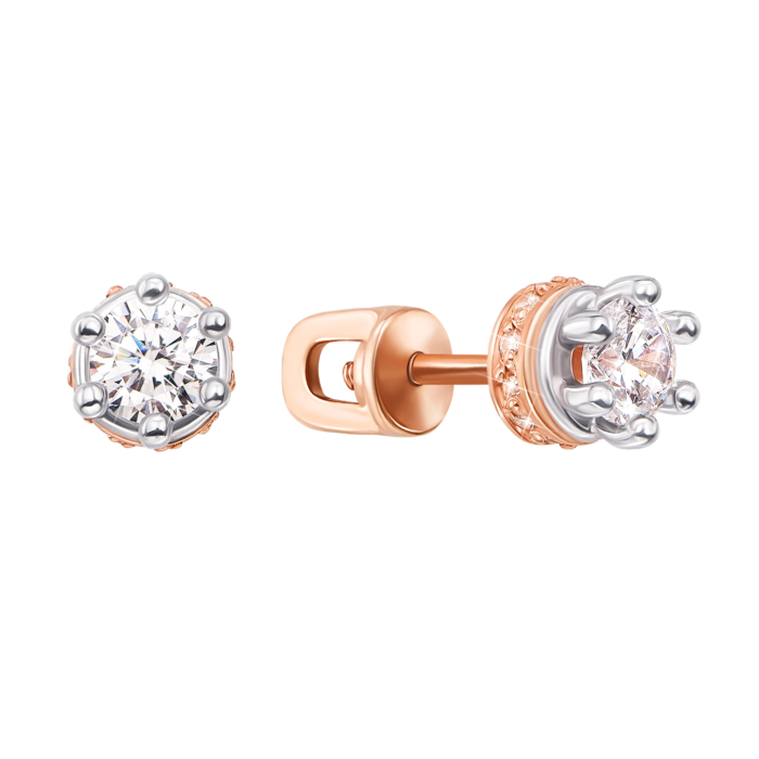 Золоті пусети з фіанітами. Артикул 21601/375