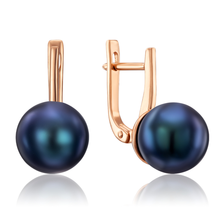 Золоті сережки з перлами. Артикул 21606/ч к