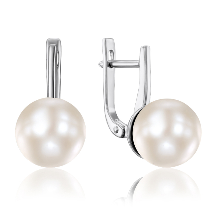 Серебряные серьги с жемчугом. Артикул 21606/12/1/1926