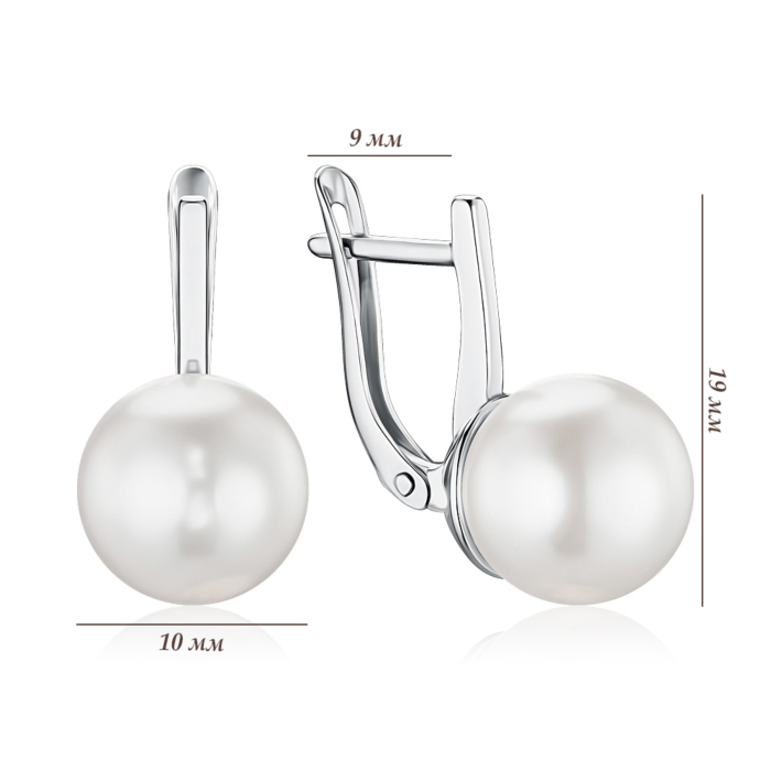 Серебряные серьги с искусственной жемчужиной 21606/12/1/21389