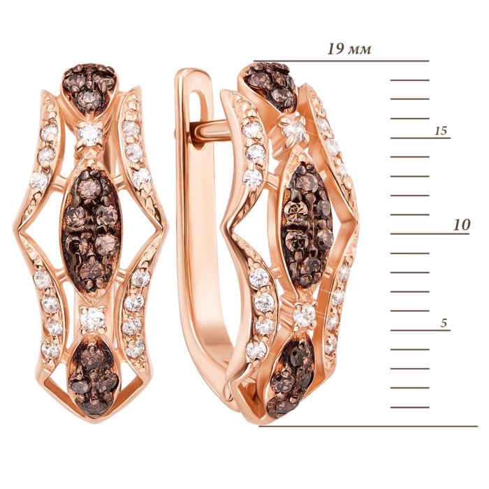 Золотые серьги с фианитами. Артикул 21619/цв к