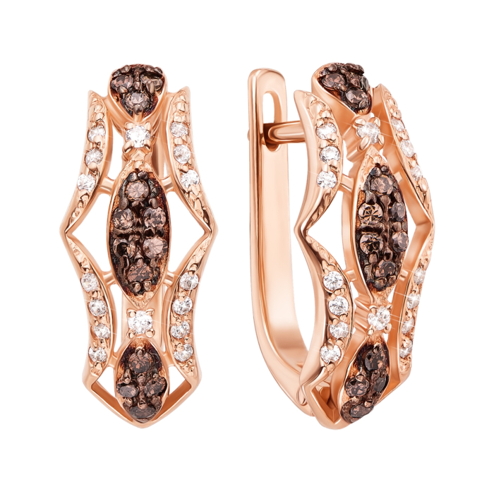 Золотые серьги с фианитами. Артикул 21619/цв к