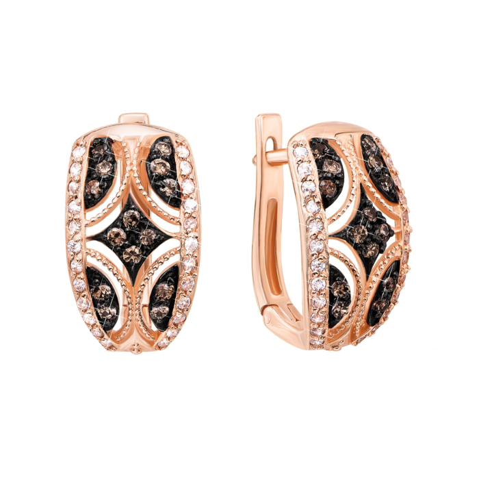 Золоті сережки з фіанітами. Артикул 21620/цв к