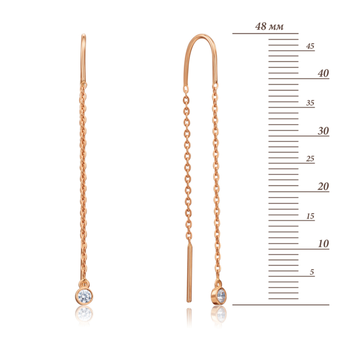 Золоті сережки-протяжки з фіанітами. Артикул 21629 (21629/01/0/52)