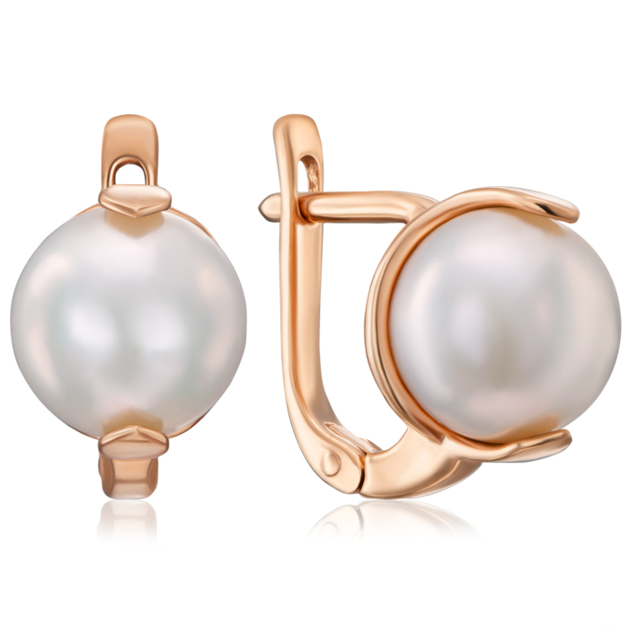 Золотые серьги с жемчугом. Артикул 21638