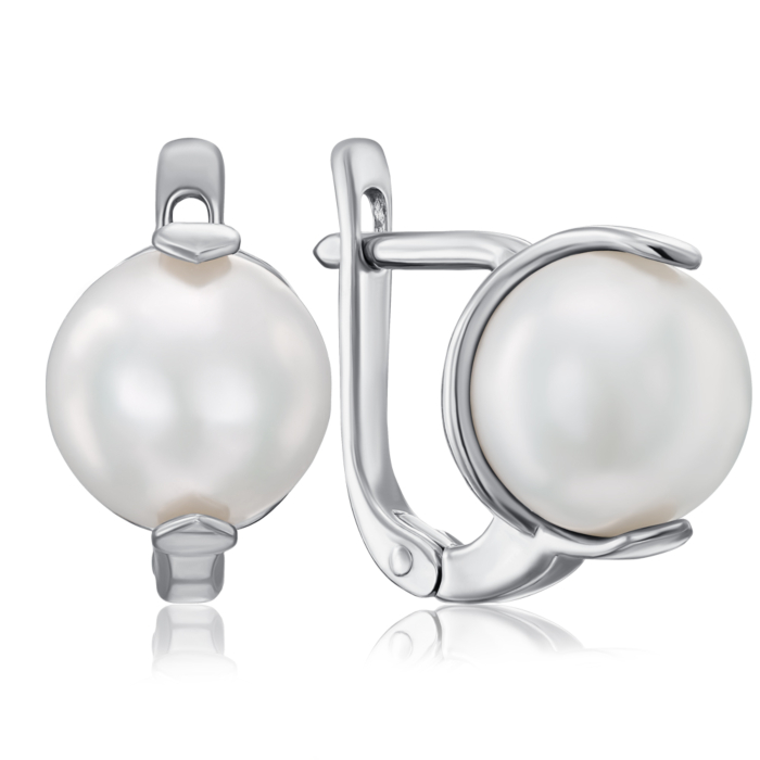 Срібні сережки з перлами. Артикул 21638/12/1/1932