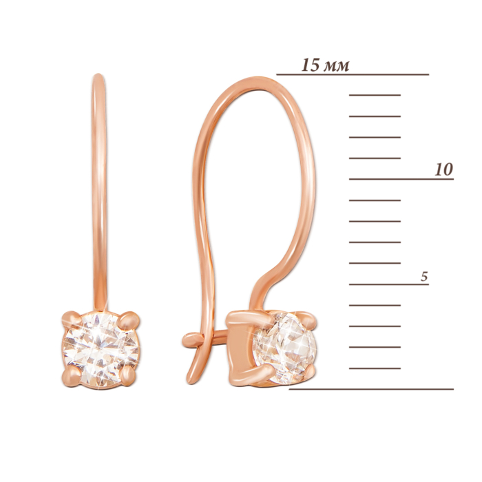 Золоті сережки з фіанітами. Артикул 21641