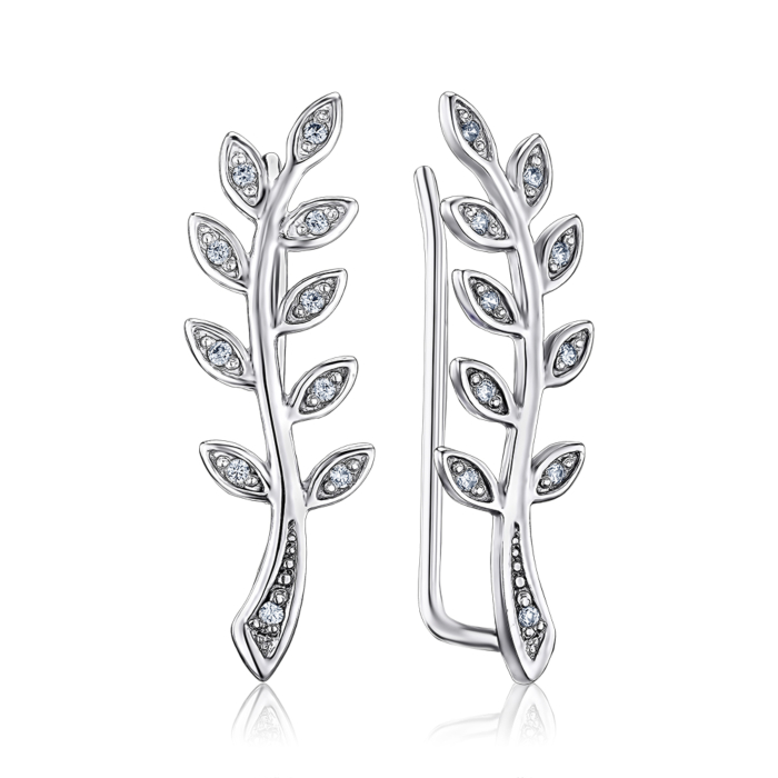 Срібні сережки-кафи з фіанітами 21646/12/1/1