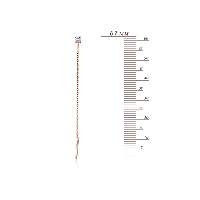 Золоті сережки-протяжки з фіанітами. Артикул 21648/01/0/28