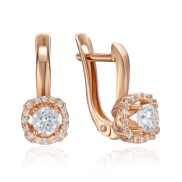 Золотые серьги с фианитами. Артикул 21651/01/0/149
