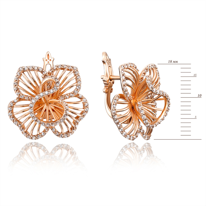 Золоті сережки з фіанітами. Артикул 21655 к