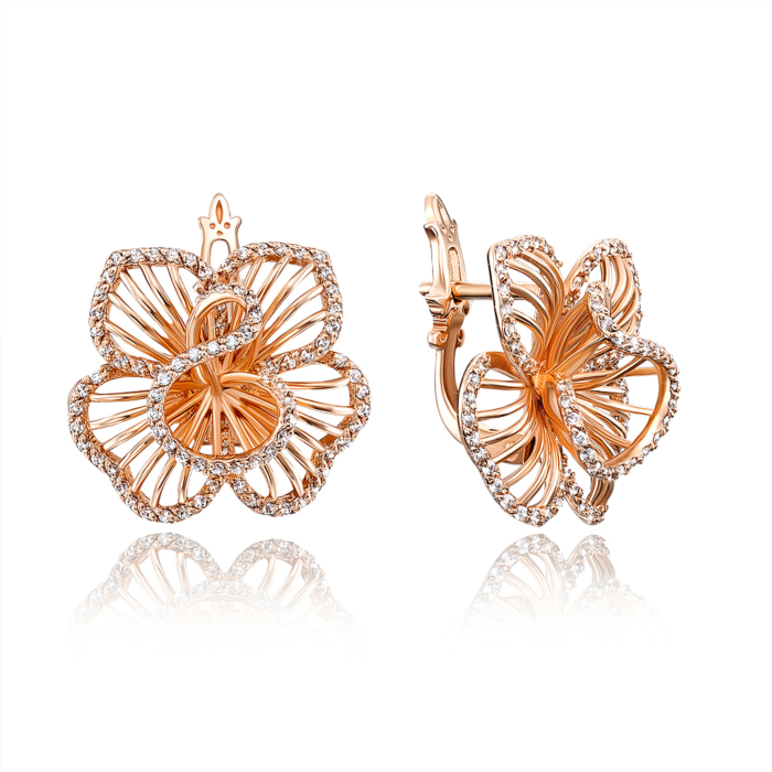 Золоті сережки з фіанітами. Артикул 21655 к