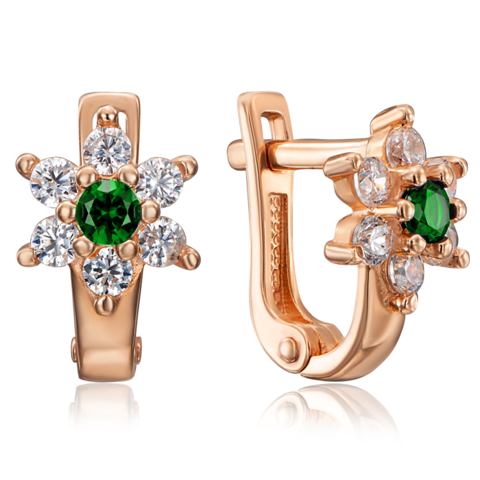 Золотые серьги с фианитами. Артикул 21663/01/0/372