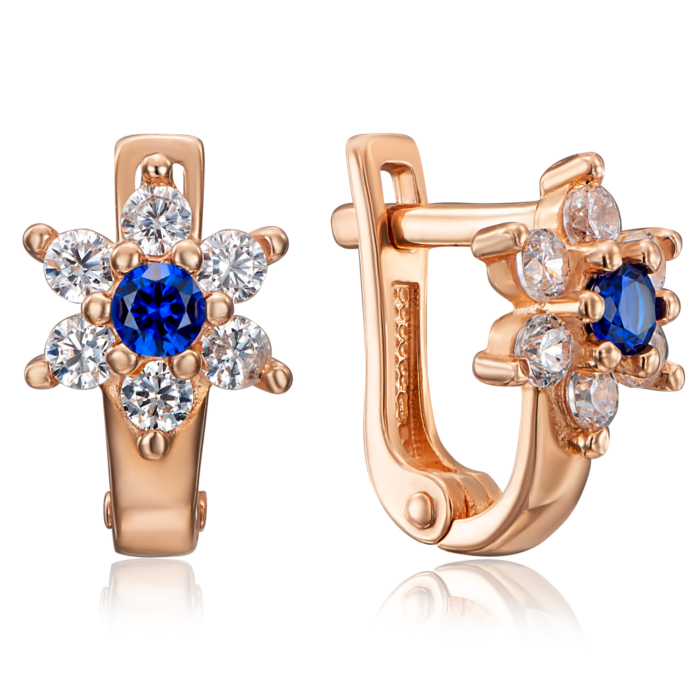 Золоті сережки з фіанітами. Артикул 21663/01/0/407