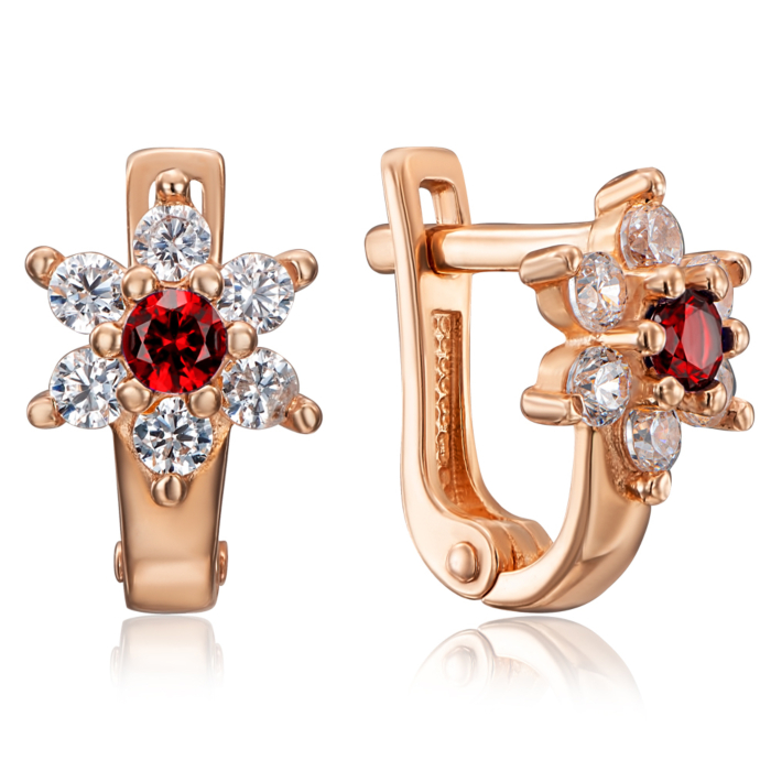 Золотые серьги с фианитами. Артикул 21663/01/0/424