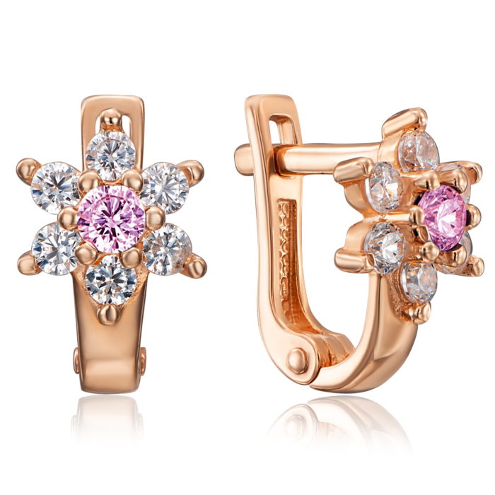 Золотые серьги с фианитами. Артикул 21663/р