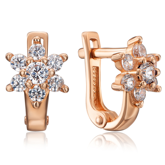 Золотые серьги с фианитами. Артикул 21663