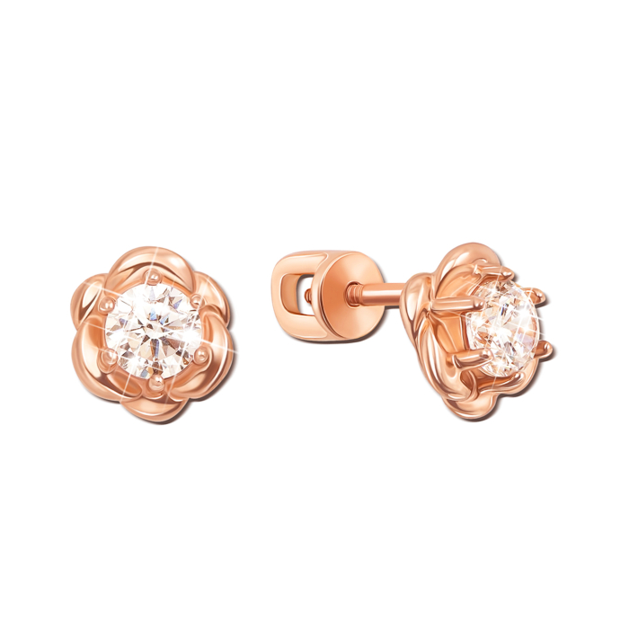 Золоті пусети з фіанітами. Артикул 21673